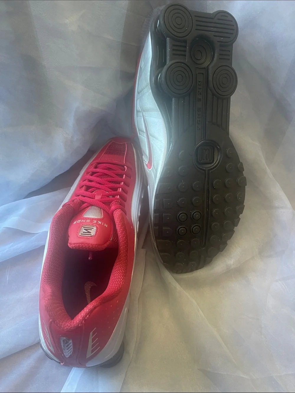 Nike Red and White Shox Retro Running Shoes